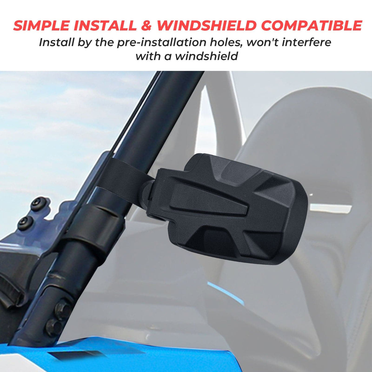 Folding Adjustable Surface Side Mirrors for RZR / Pioneer w/ 1.75" Roll Cage (1 pair)