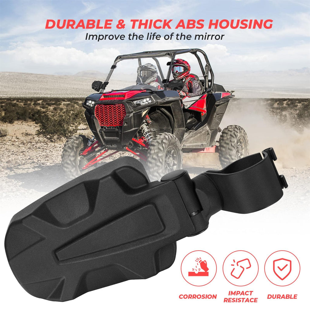 Folding Adjustable Surface Side Mirrors for RZR / Pioneer w/ 1.75" Roll Cage (1 pair)