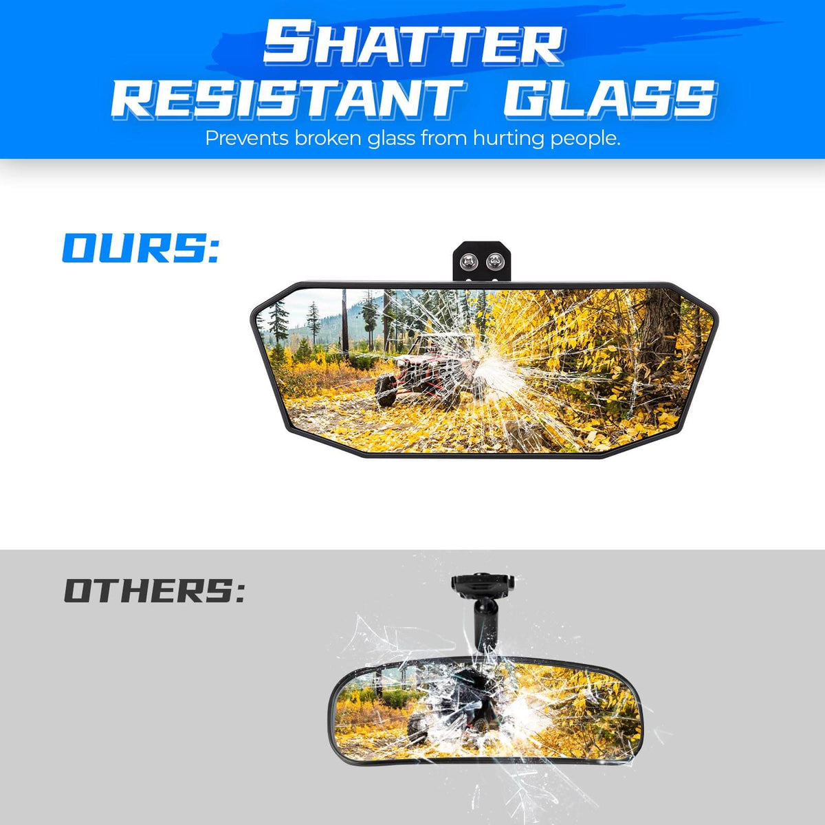 Rear View Mirror & 2" Tie Down Anchors for Polaris Ranger