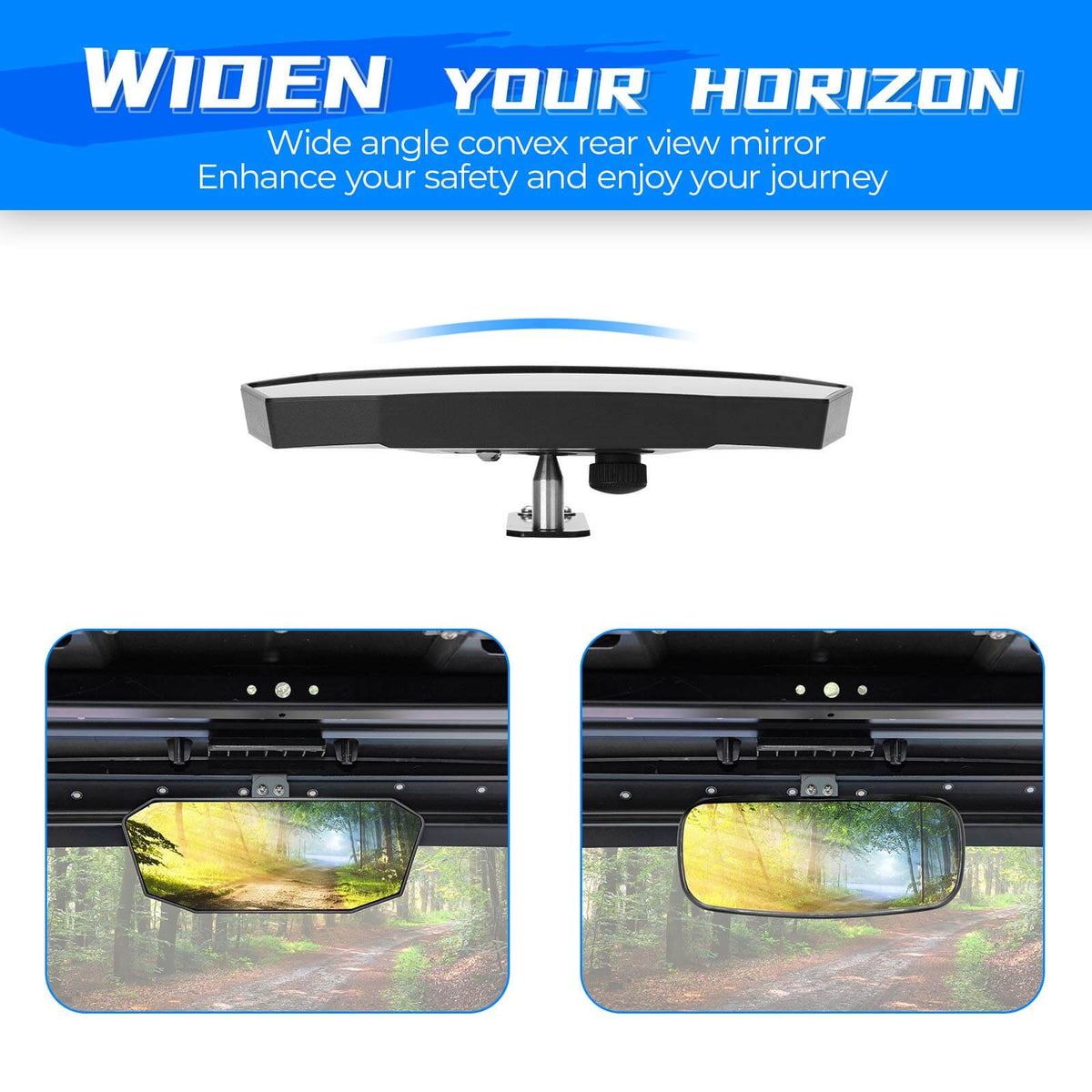 Rear View Mirror & 2" Tie Down Anchors for Polaris Ranger
