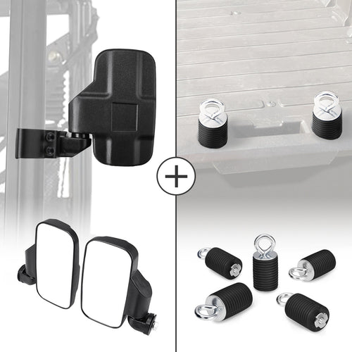 Adjustable Break Away Side Mirrors & 2" Tie Down Anchors Fit Polaris Ranger – fits Polaris General 1000