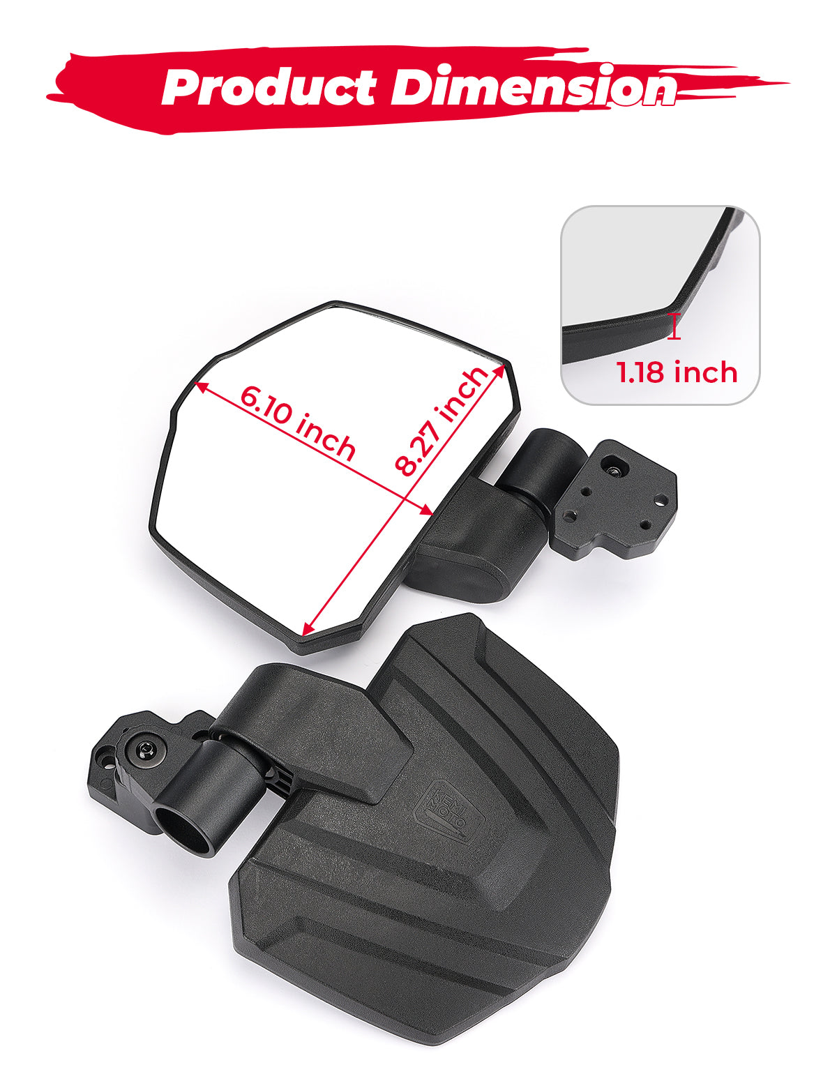 One Pair Side Mirrors for Can Am Defender HD5|8|10 – fits Can-Am Defender PRO HD10