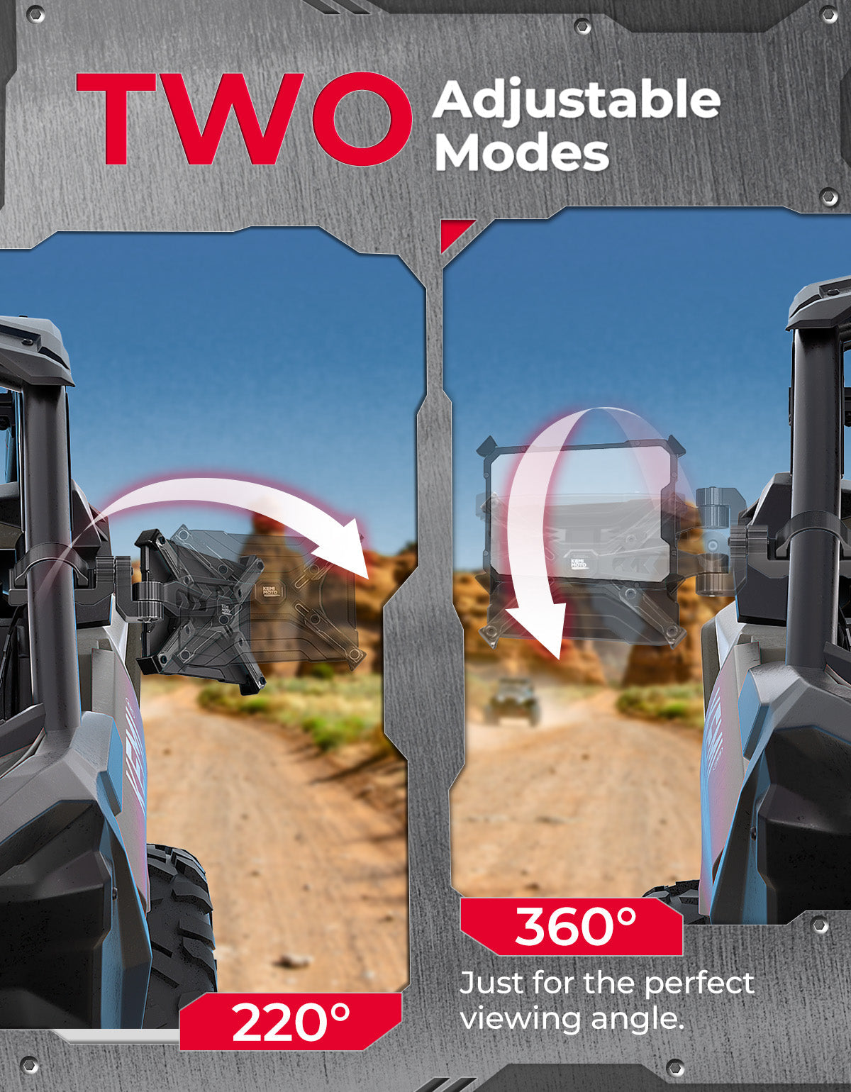 Aluminum CNC UTV Mirror X (Pair) for Polaris RZR | Can-Am Maverick X3 | Talon | Teryx – fits Polaris RZR (view 4)