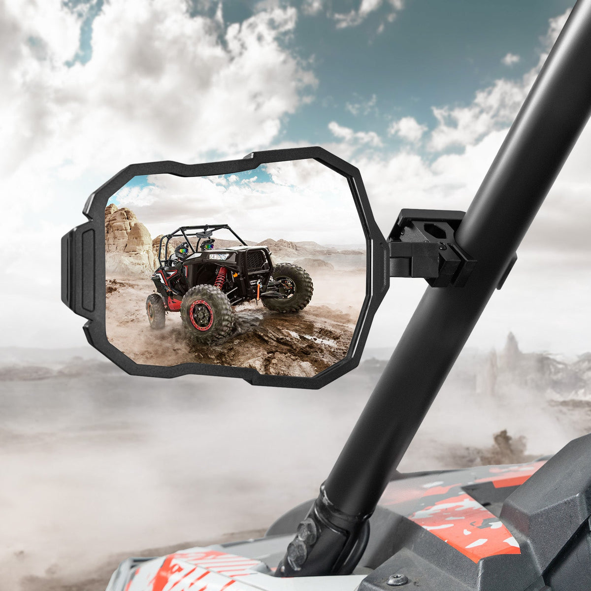 UTV Side Mirrors Fits 1.5-2 inch Roll Cage for Polaris RZR Can Am Mule Zforce Pioneer – fits Polaris RZR (view 8)