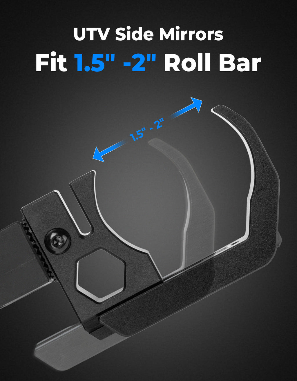 UTV Side Mirrors Fits 1.5-2 inch Roll Cage for Polaris RZR Can Am Mule Zforce Pioneer – fits Polaris RZR (view 2)