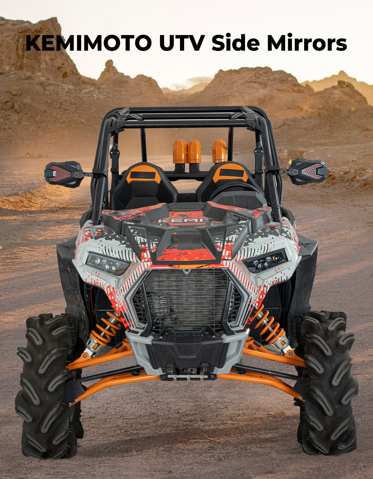 UTV Side Mirrors Fits 1.5-2 inch Roll Cage for Polaris RZR Can Am Mule Zforce Pioneer – fits Polaris RZR (view 7)