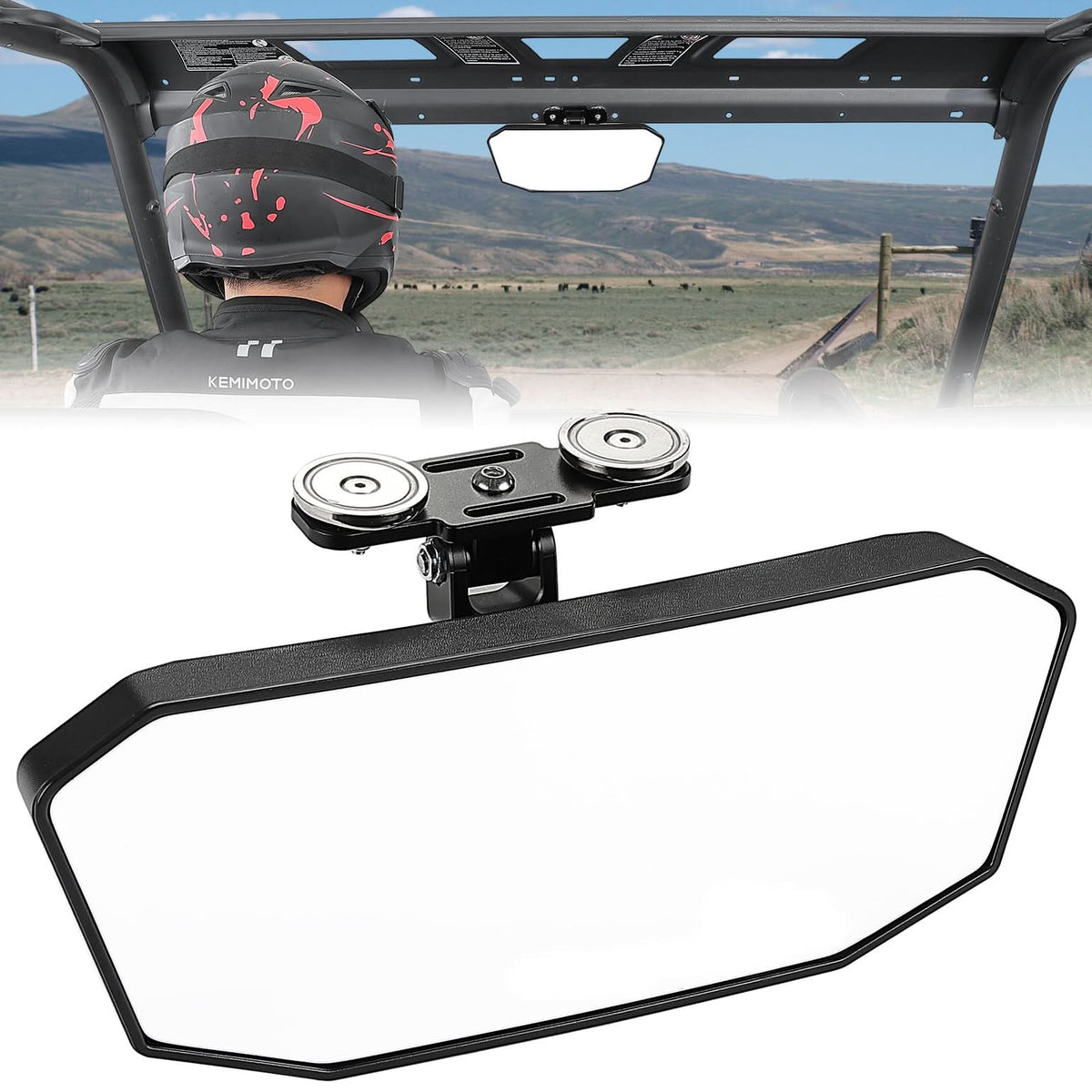 UTV Universal Magnetic Rear View Mirror for Polaris Ranger, Can-Am Defender & Golf Carts – fits Polaris Ranger