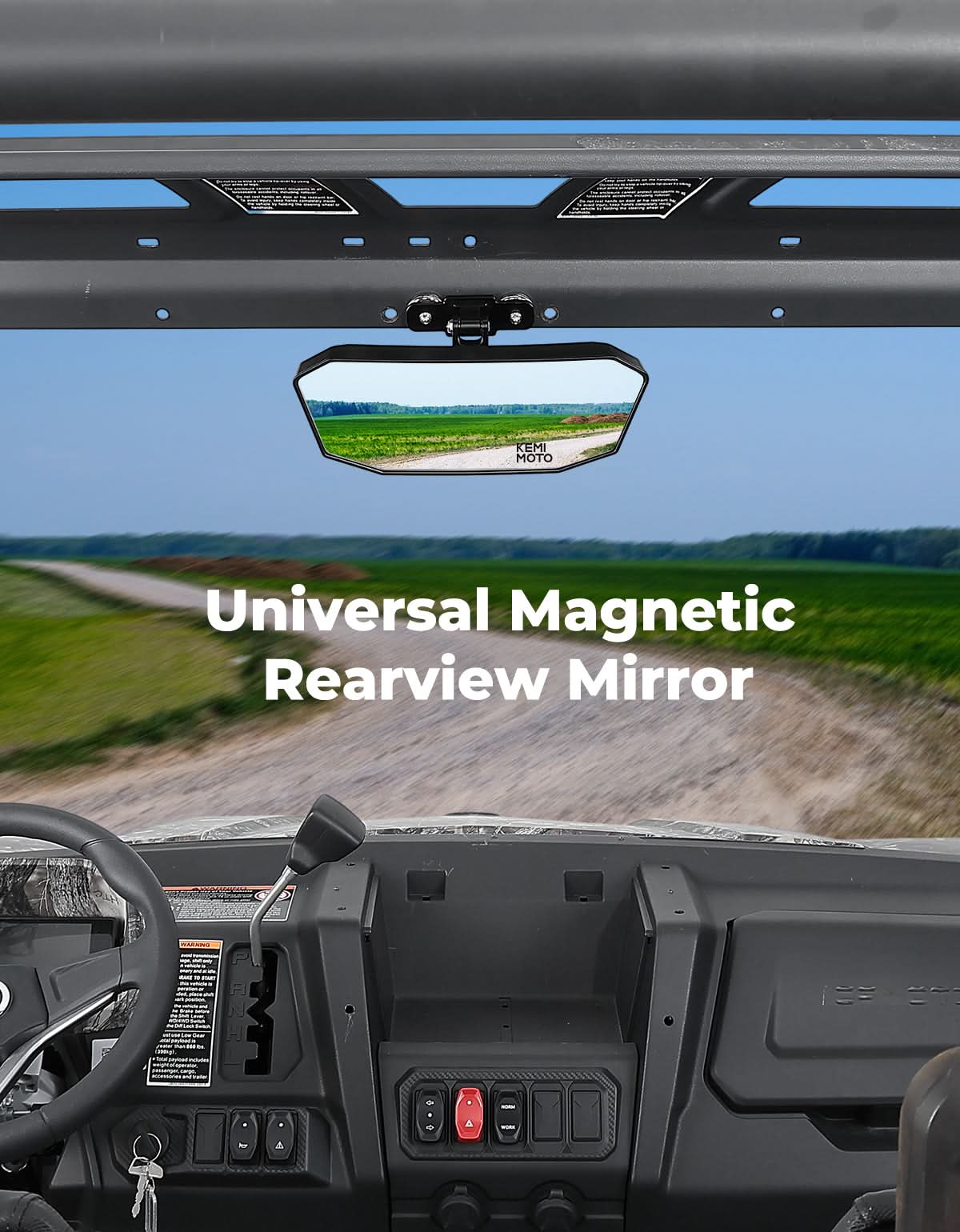 UTV Universal Magnetic Rear View Mirror for Polaris Ranger, Can-Am Defender & Golf Carts – fits Polaris Ranger (view 7)
