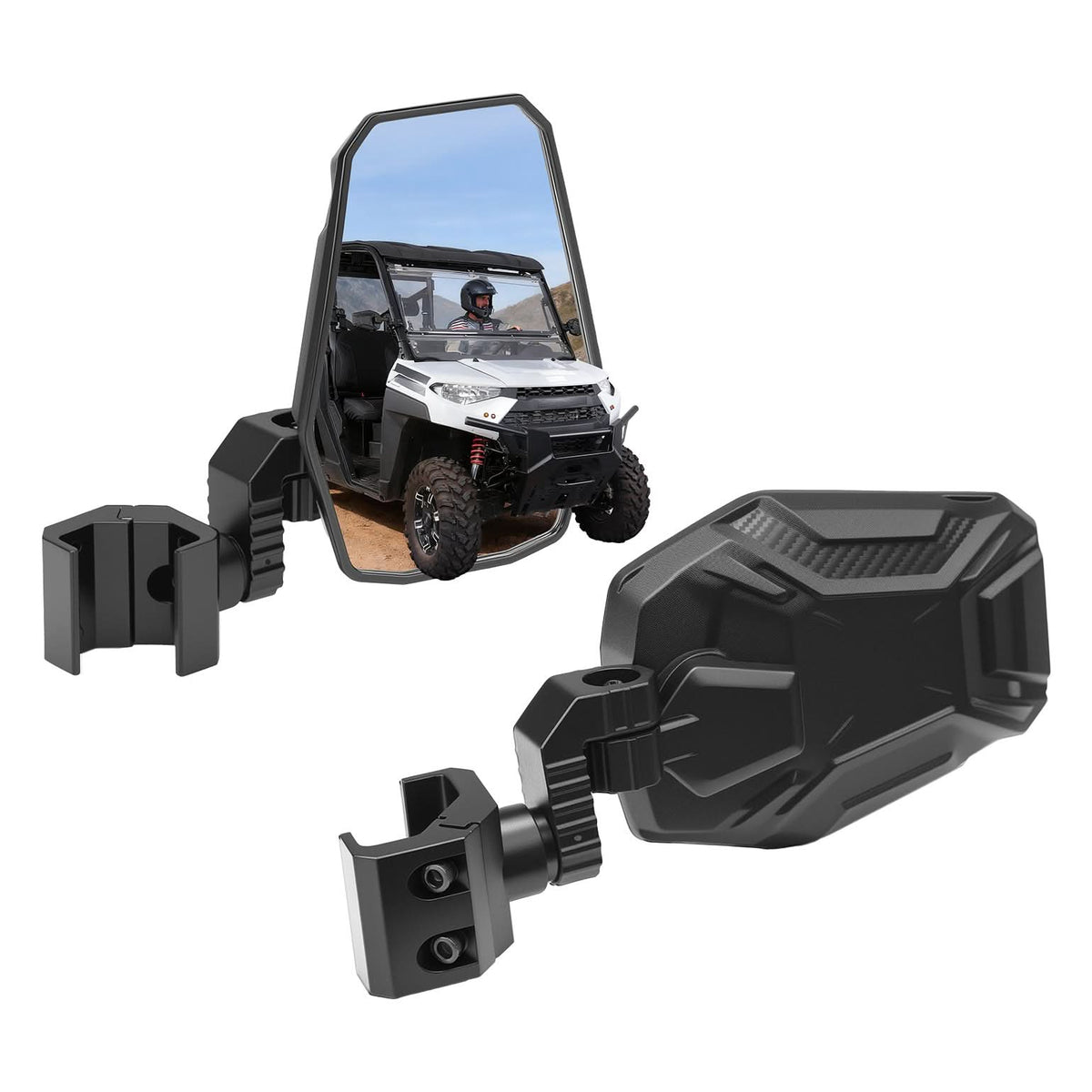 UTV Side Mirrors, UTV Rearview Mirrors Fit for Windshield for Polaris Ranger General/ Can-Am Defender/ Maverick Trail –...