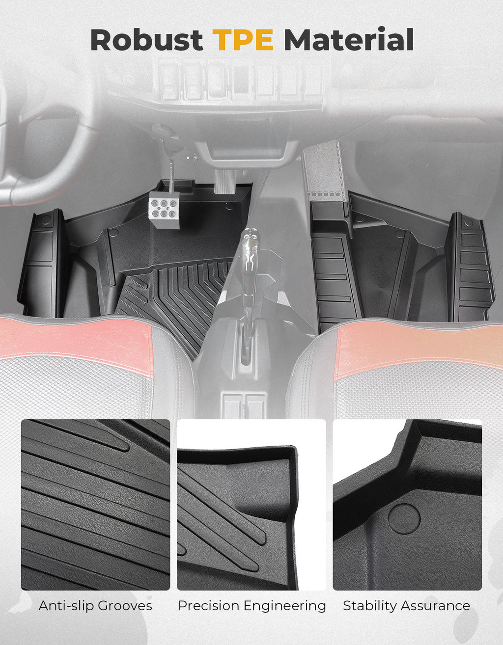 Front TPE Floor Mats for Polaris RZR XP 1000/4 1000 2024-2025 – fits Polaris RZR XP 1000 (2024+) (view 2)