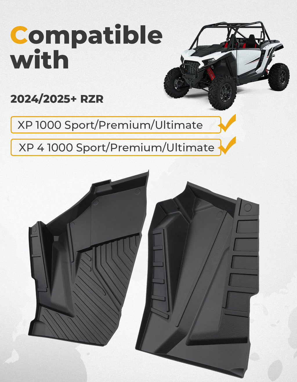 Front TPE Floor Mats for Polaris RZR XP 1000/4 1000 2024-2025 – fits Polaris RZR XP 1000 (2024+) (view 7)