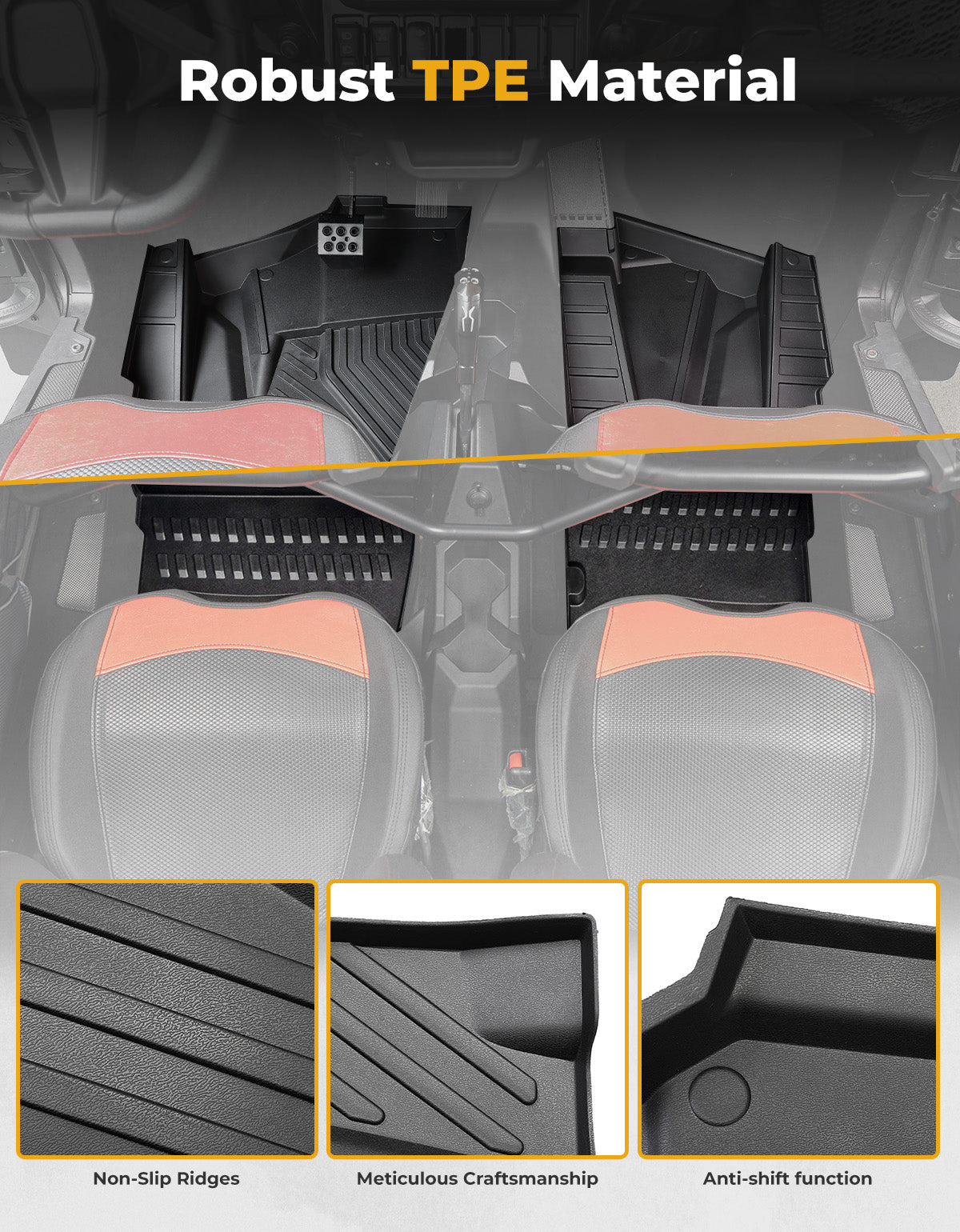 TPE Non-Slip Floor Mats 4PCS for 2024/2025 Polaris RZR XP 4 1000 – fits Polaris RZR XP 4 1000 (2024+) (view 2)