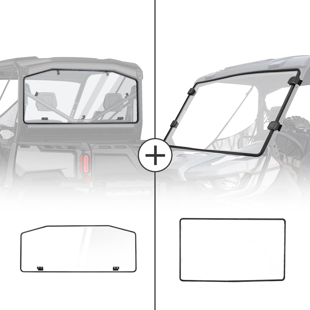 Rear & Front Full Windshield for Can Am Defender HD10|9|8|7|5 2016-2024 – fits Can-Am Defender HD10