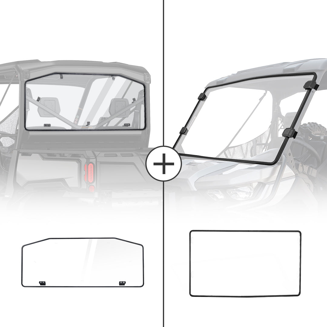 Rear & Front Full Windshield for Can Am Defender HD10|9|8|7|5 2016-2024 – fits Can-Am Defender HD10