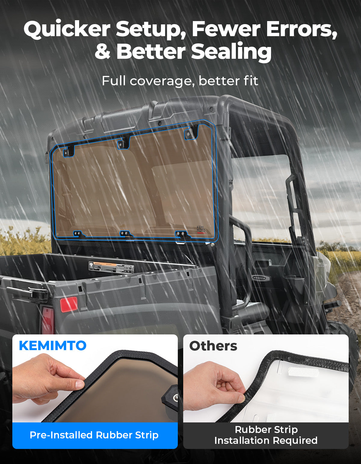 Anti-UV Tinted Rear Window for Polaris Ranger Midsize 570 500, Crew/SP/ETX/EV – fits Polaris Ranger 570 Midsize