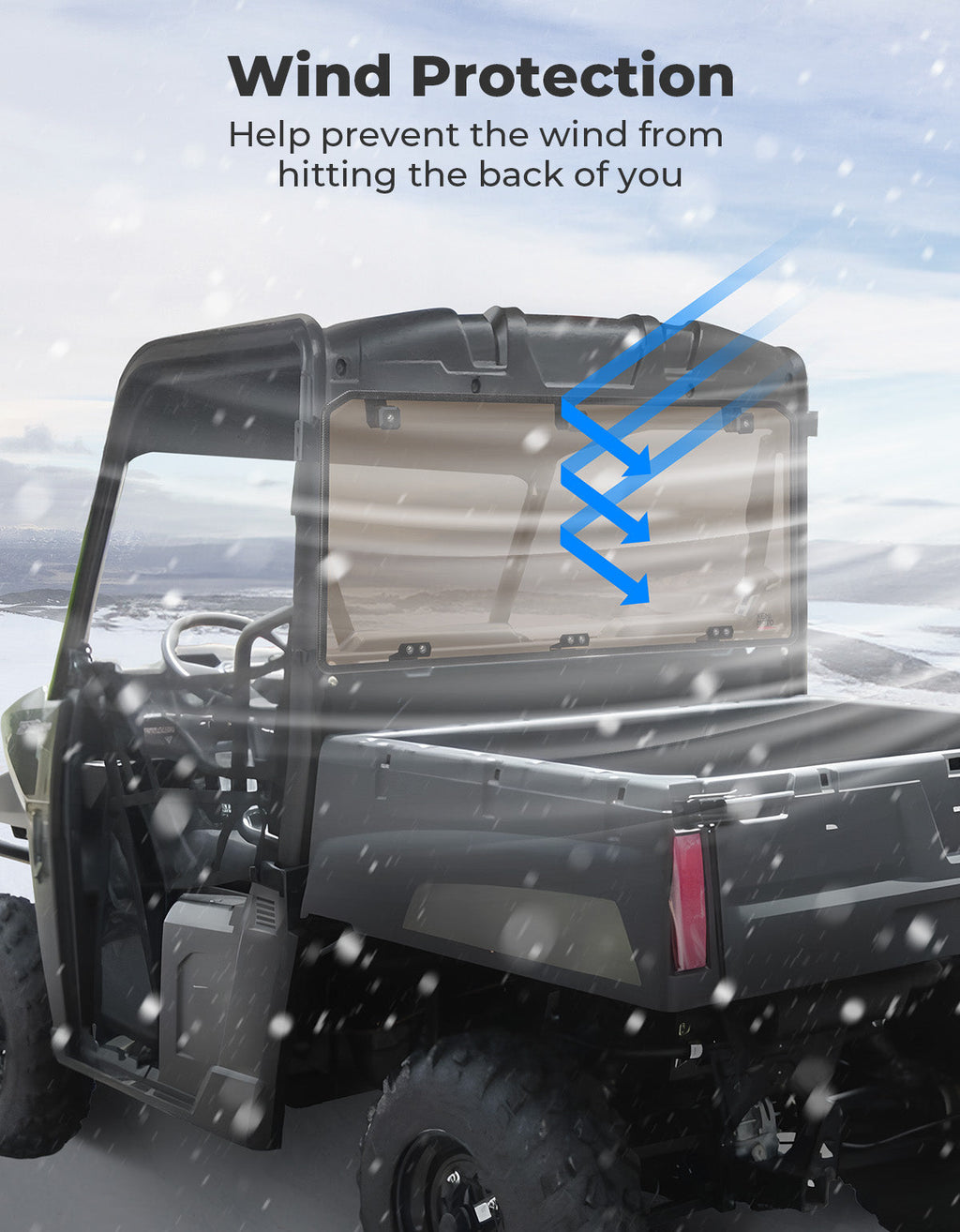 Anti-UV Tinted Rear Window for Polaris Ranger Midsize 570 500, Crew/SP/ETX/EV – fits Polaris Ranger Crew SP 570