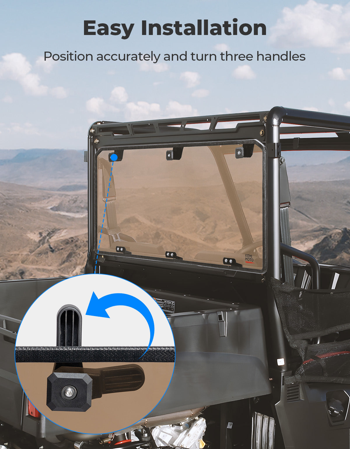 Anti-UV Tinted Rear Window for Polaris Ranger Midsize 570 500, Crew/SP/ETX/EV – fits Polaris Ranger 500 (2017-2022) (view 4)