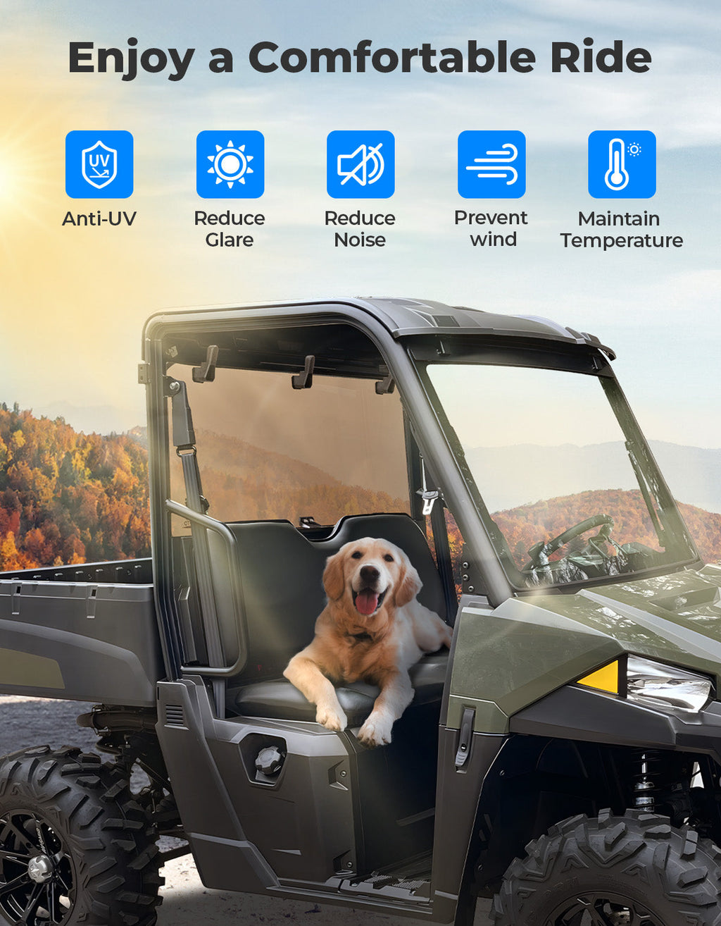 Anti-UV Tinted Rear Window for Polaris Ranger Midsize 570 500, Crew/SP/ETX/EV – fits Polaris Ranger Crew SP 570 (view 6)