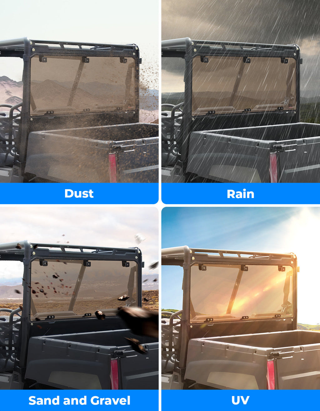 Anti-UV Tinted Rear Window for Polaris Ranger Midsize 570 500, Crew/SP/ETX/EV – fits Polaris Ranger 500 (2017-2022) (view 7)