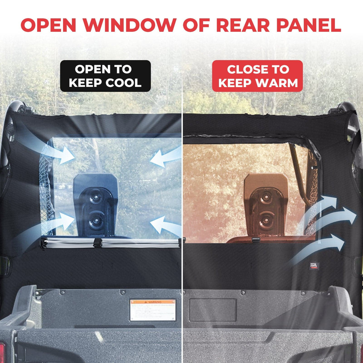 Fabric Rear Panel with Open Window For Pioneer 700 / 700-4