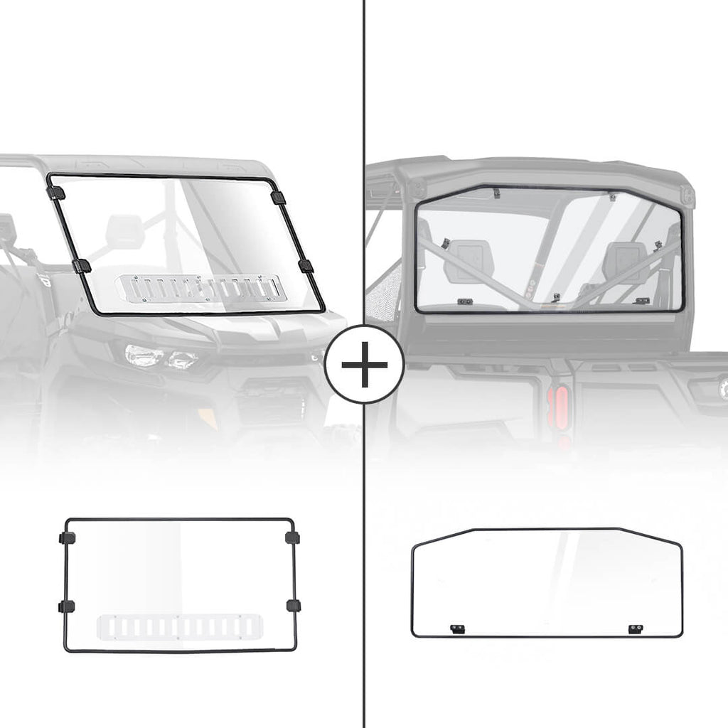 Rear & Front Vented Full Windshield for Can Am Defender – fits Can-Am Defender HD10