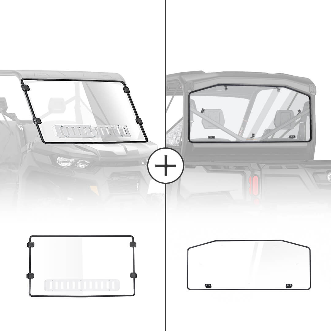 Rear & Front Vented Full Windshield for Can Am Defender – fits Can-Am Defender HD10