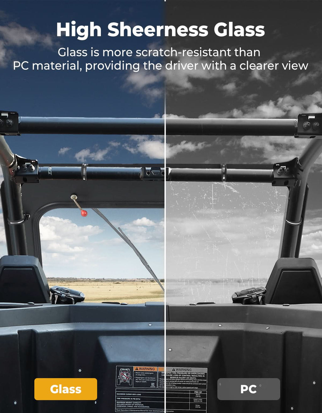 Glass Windshield with Manual Wipers for Polaris RZR PRO XP / RZR Turbo R 2020-2024 – fits Polaris RZR Pro XP (view 3)
