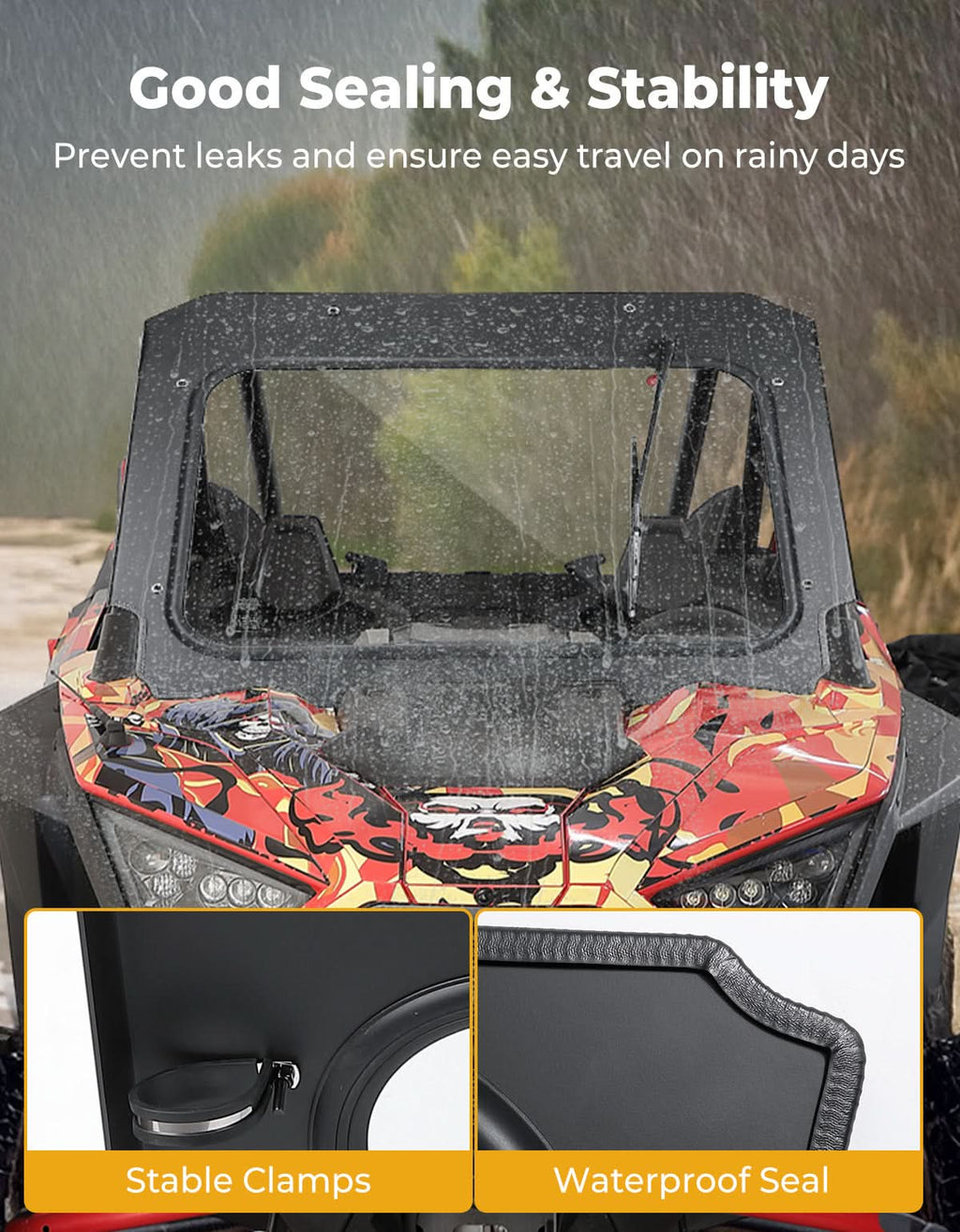 Glass Windshield with Manual Wipers for Polaris RZR PRO XP / RZR Turbo R 2020-2024 – fits Polaris RZR Pro XP (view 4)