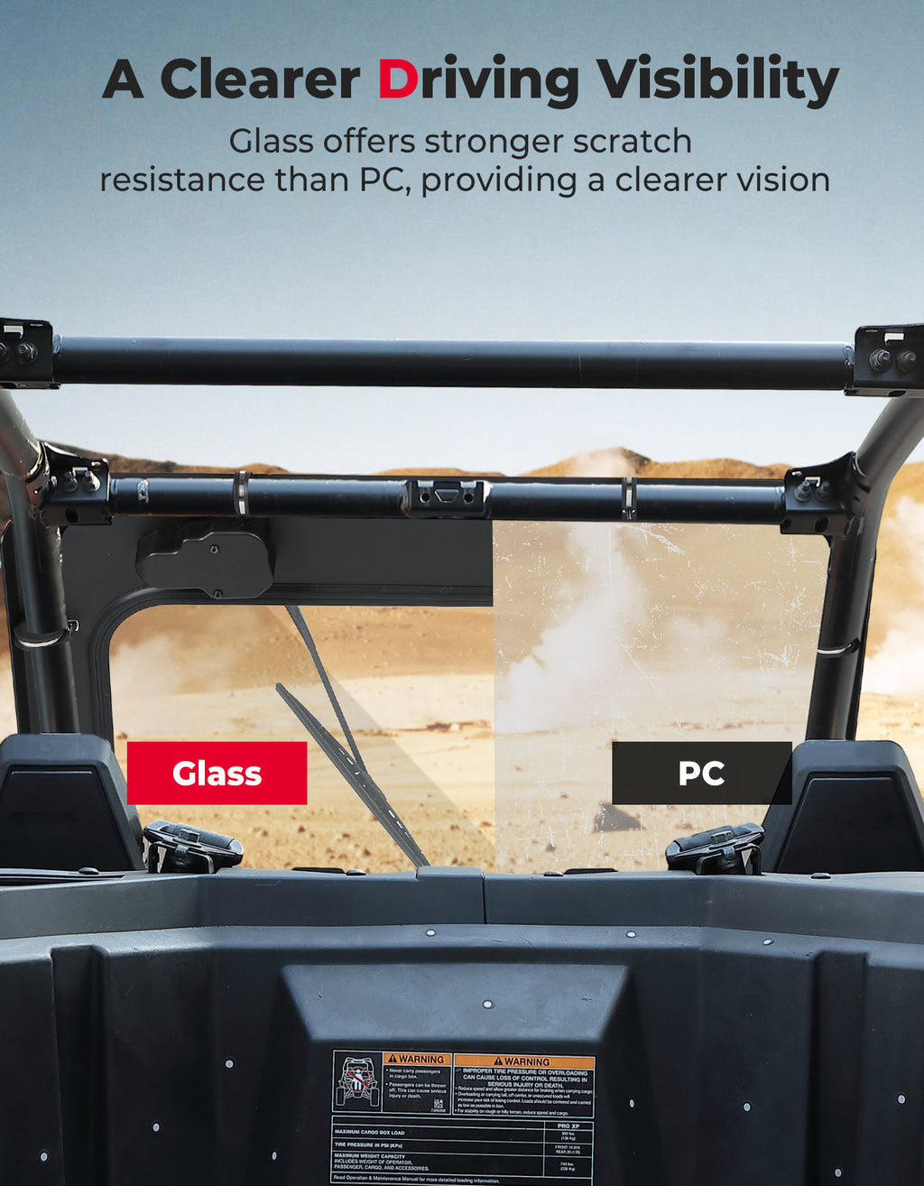 Glass Windshield with Electric Wipers for Polaris RZR PRO XP / RZR Turbo R 2020-2024 – fits Polaris RZR Pro XP