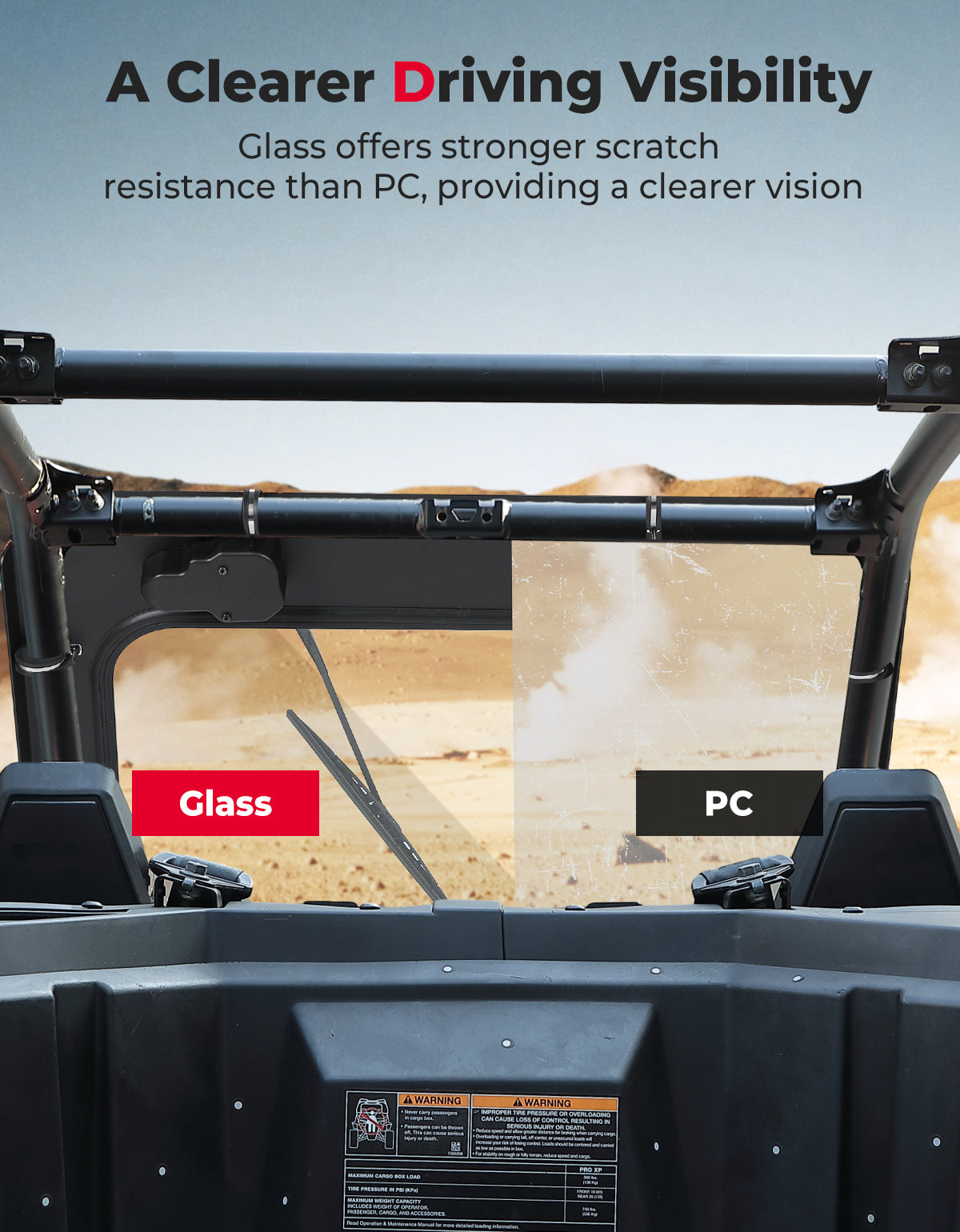 Glass Windshield with Electric Wipers for Polaris RZR PRO XP / RZR Turbo R 2020-2024 – fits Polaris RZR Pro XP