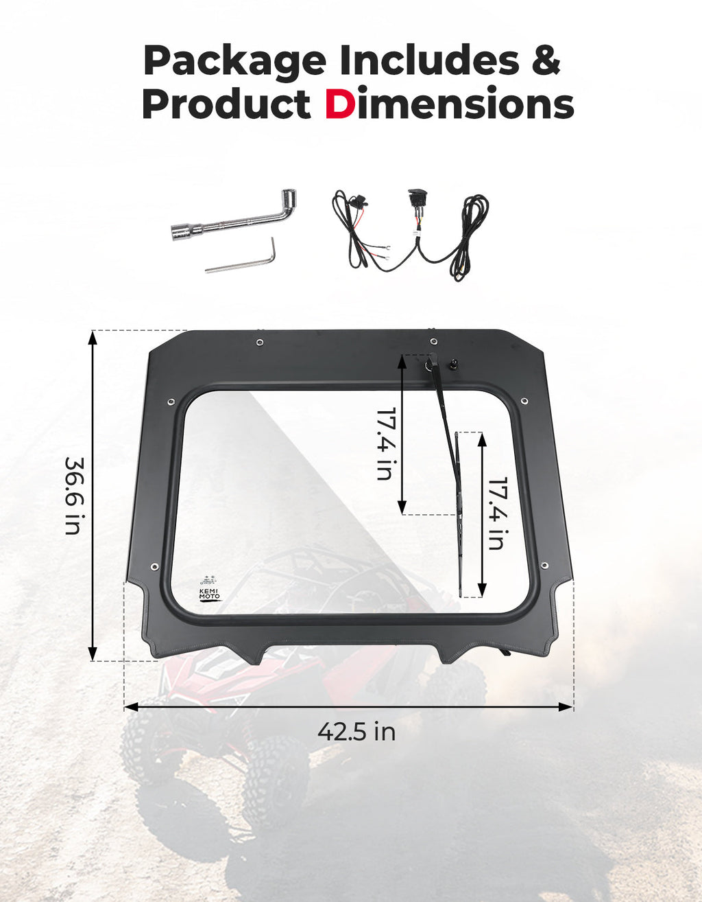 Glass Windshield with Electric Wipers for Polaris RZR PRO XP / RZR Turbo R 2020-2024 – fits Polaris RZR Turbo R 4