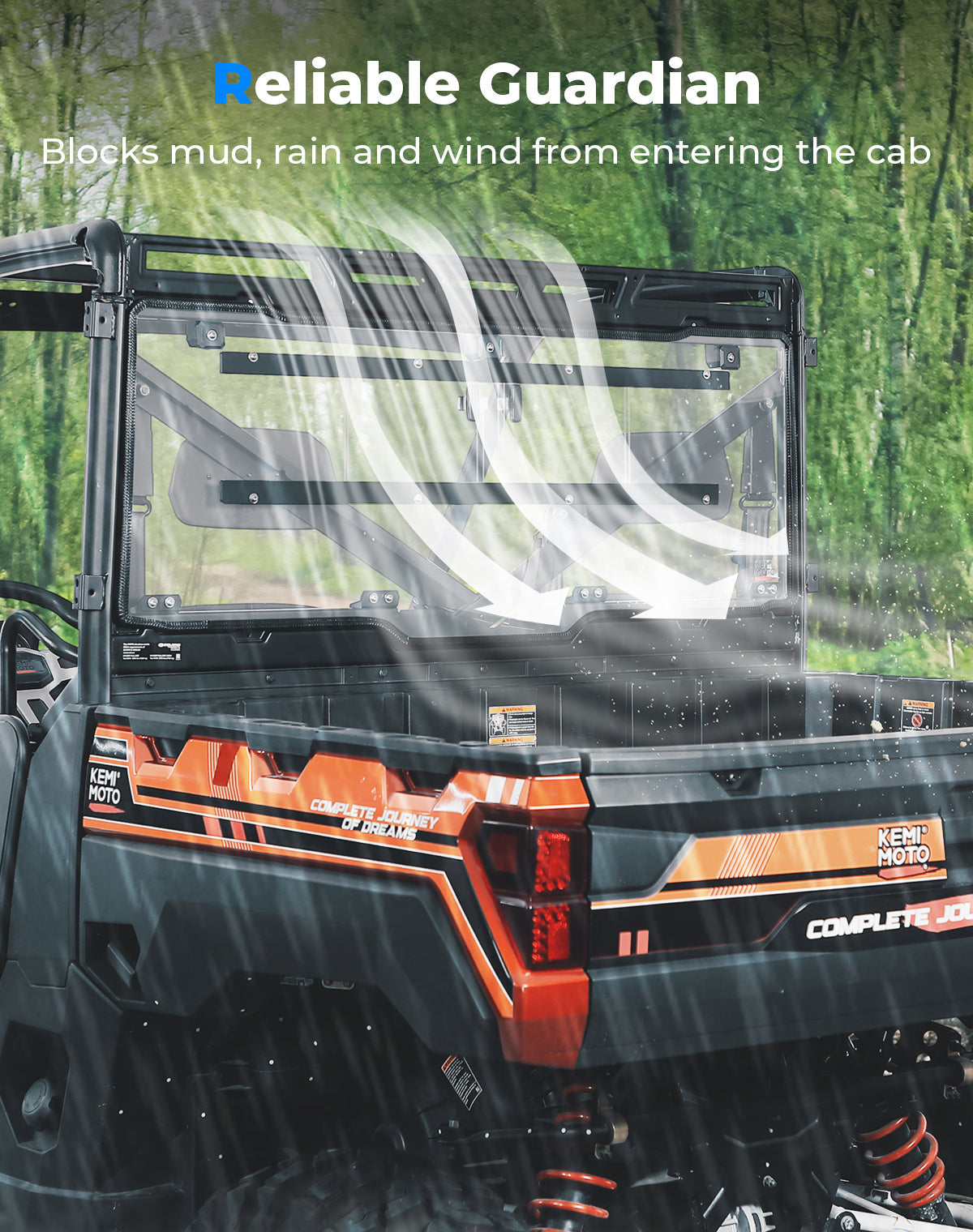 2-in-1 Sliding Rear Window for Polaris Ranger XP 1000/ Ranger 1000 2017-2026