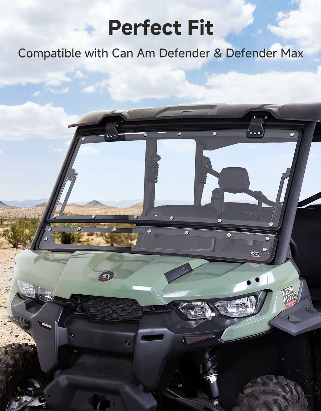 Flip Front Windshield For Can-Am Defender / Defender MAX (2016+) – fits Can-Am Defender MAX HD10 (view 8)