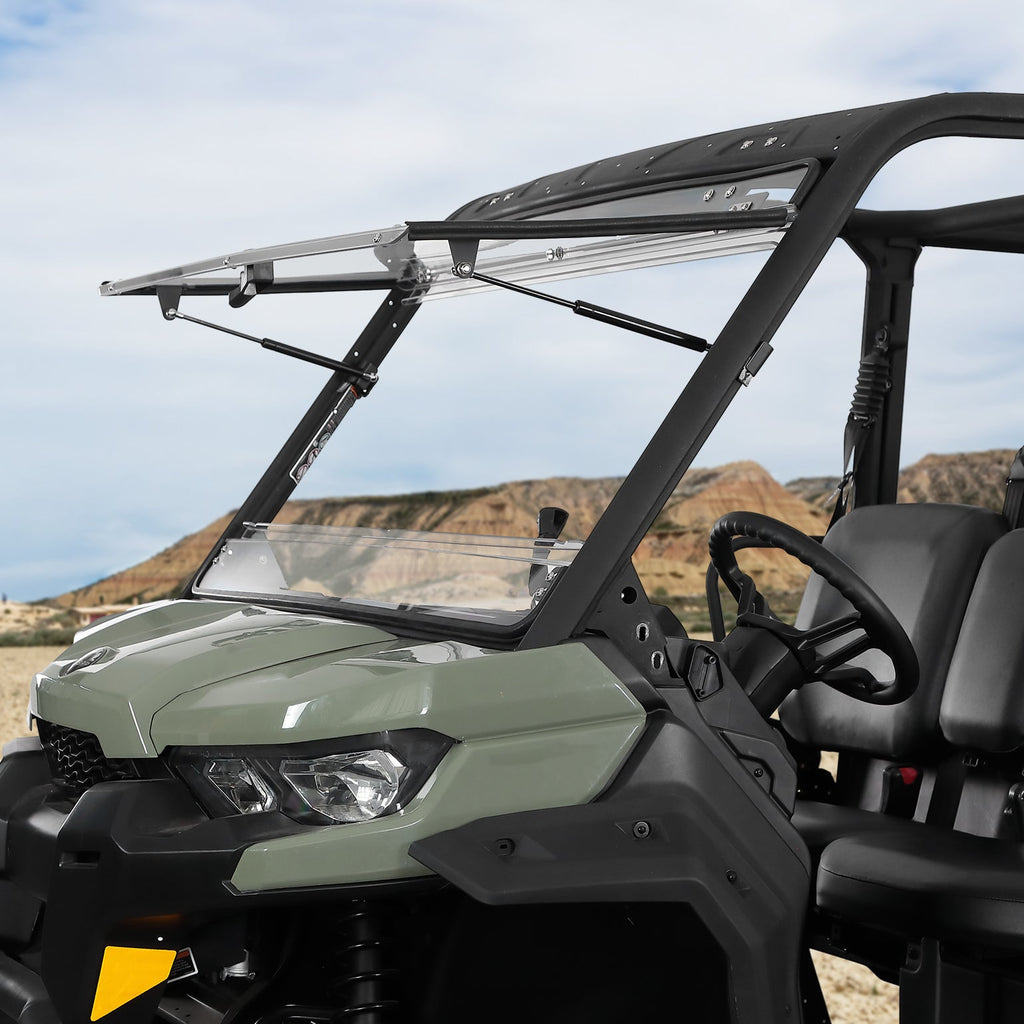 2-in-1 Flip Windshield 1/5" Thick Polycarbonate for Can-Am Defender HD5/8/10