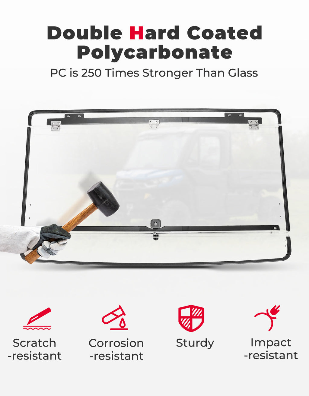 2-in-1 Flip Windshield 1/5" Thick Polycarbonate for Can-Am Defender HD5/8/10