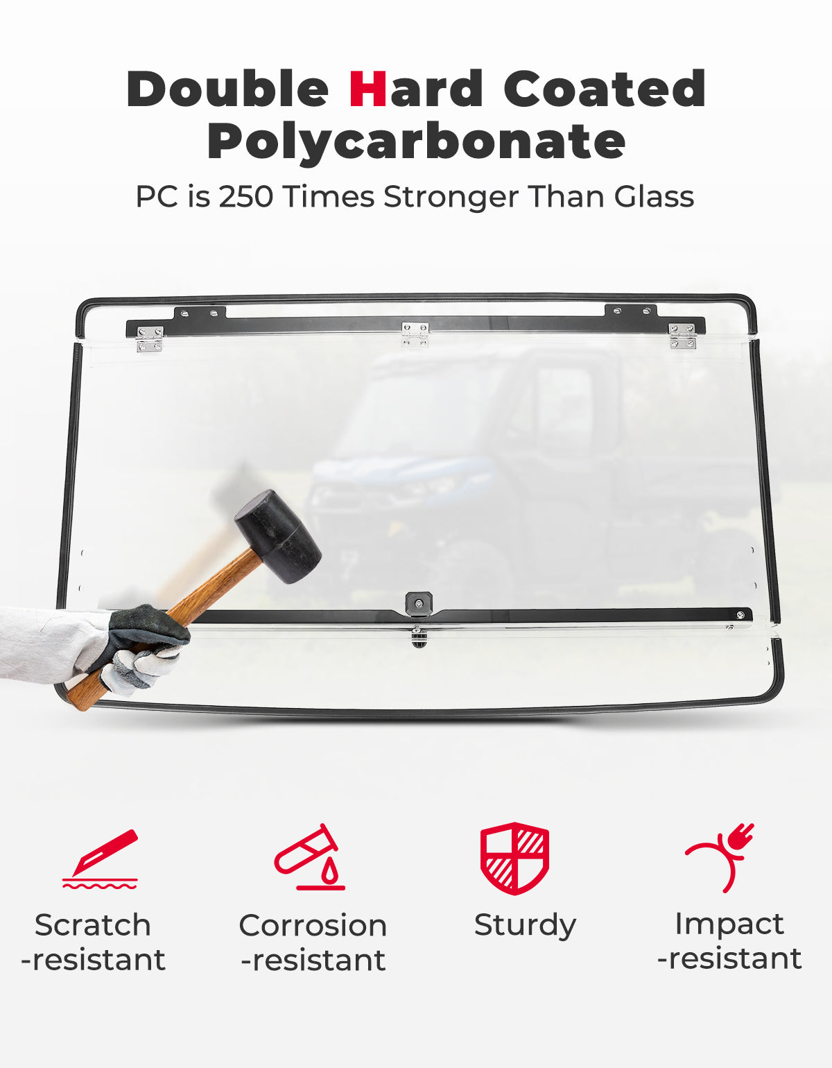 2-in-1 Flip Windshield 1/5" Thick Polycarbonate for Can-Am Defender HD5/8/10