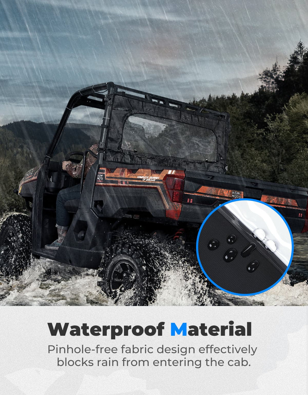 UTV Zippered Soft Rear Window for Polaris Ranger XP 1000 / Crew