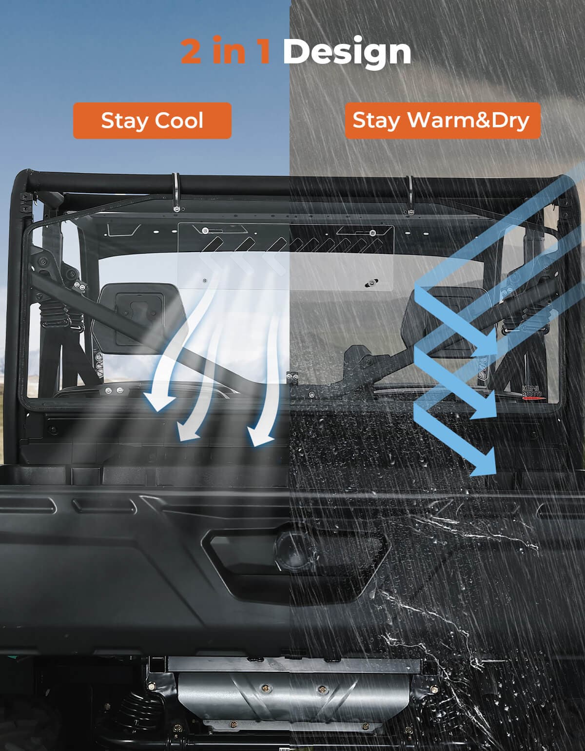 Vented Sliding Rear Windshield for Can Am Defender HD10|9|8|7|5 – fits Can-Am Defender MAX HD10