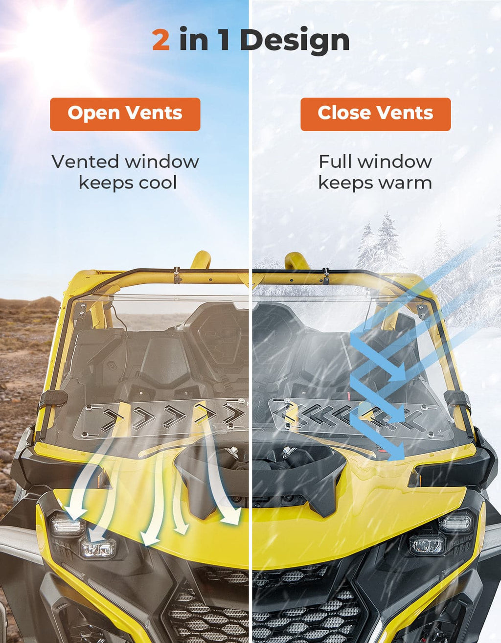 Vented Front Full Windshield for Can Am Maverick R 2024+ – fits Can-Am Maverick R MAX
