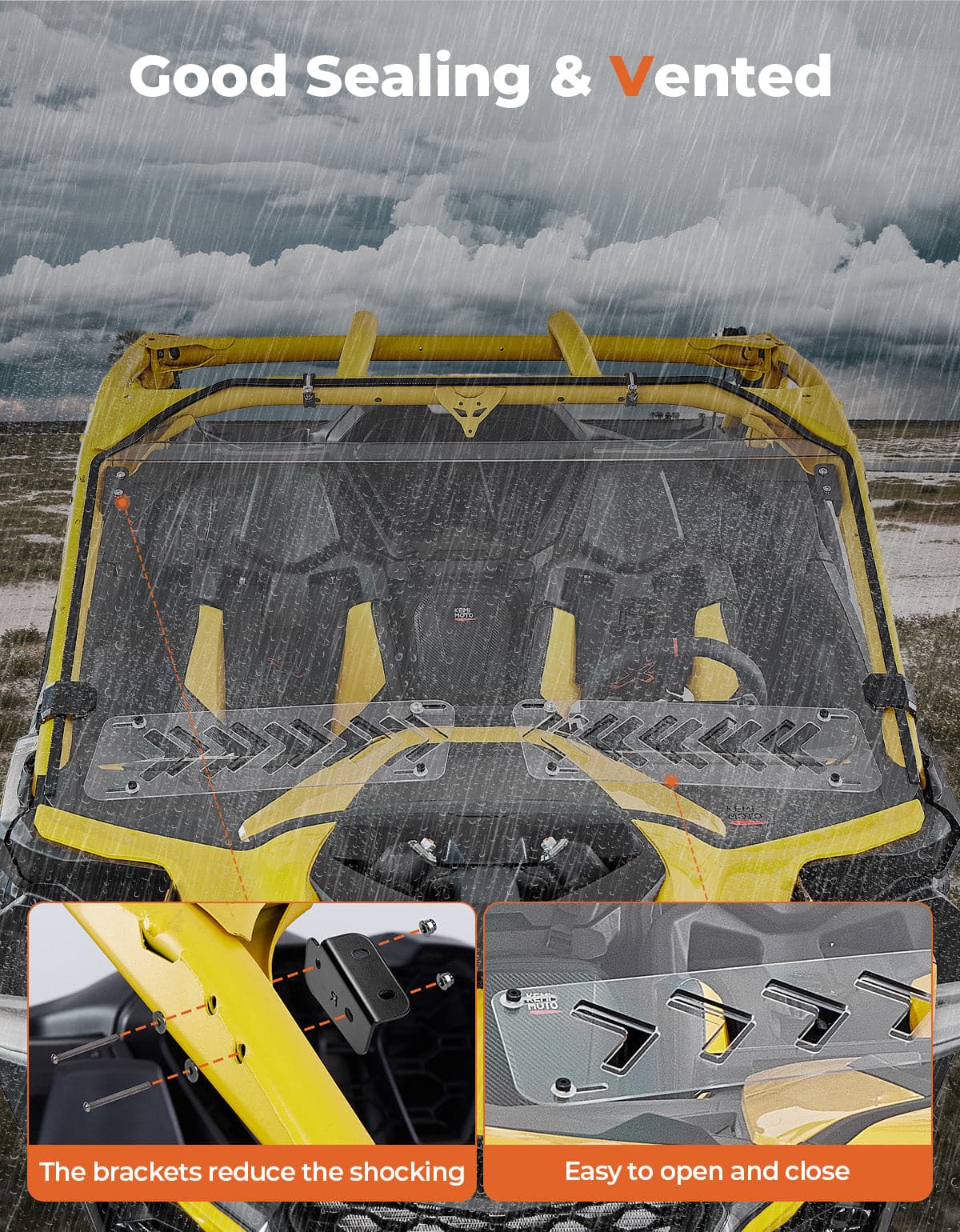 Vented Front Full Windshield for Can Am Maverick R 2024+ – fits Can-Am Maverick R 2-Seat (view 7)