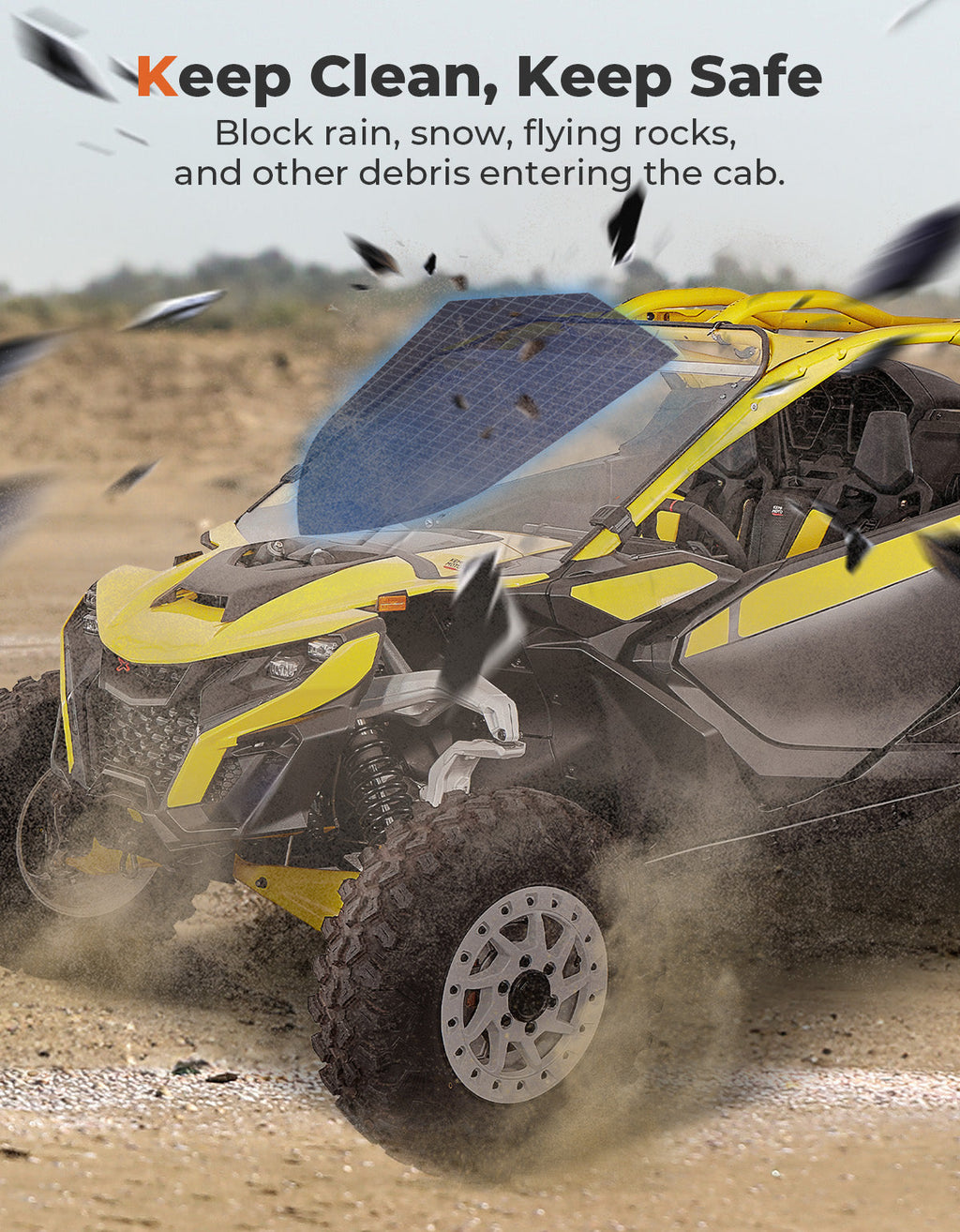 Front Full Windshield for Can Am Maverick R 2024+ – fits Can-Am Maverick R MAX