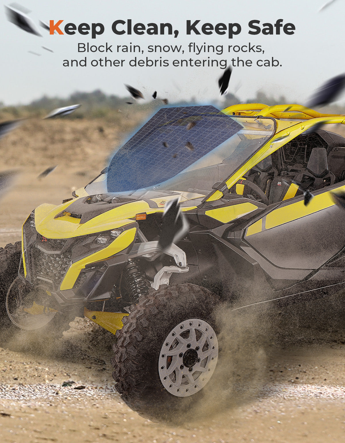 Front Full Windshield for Can Am Maverick R 2024+ – fits Can-Am Maverick R MAX
