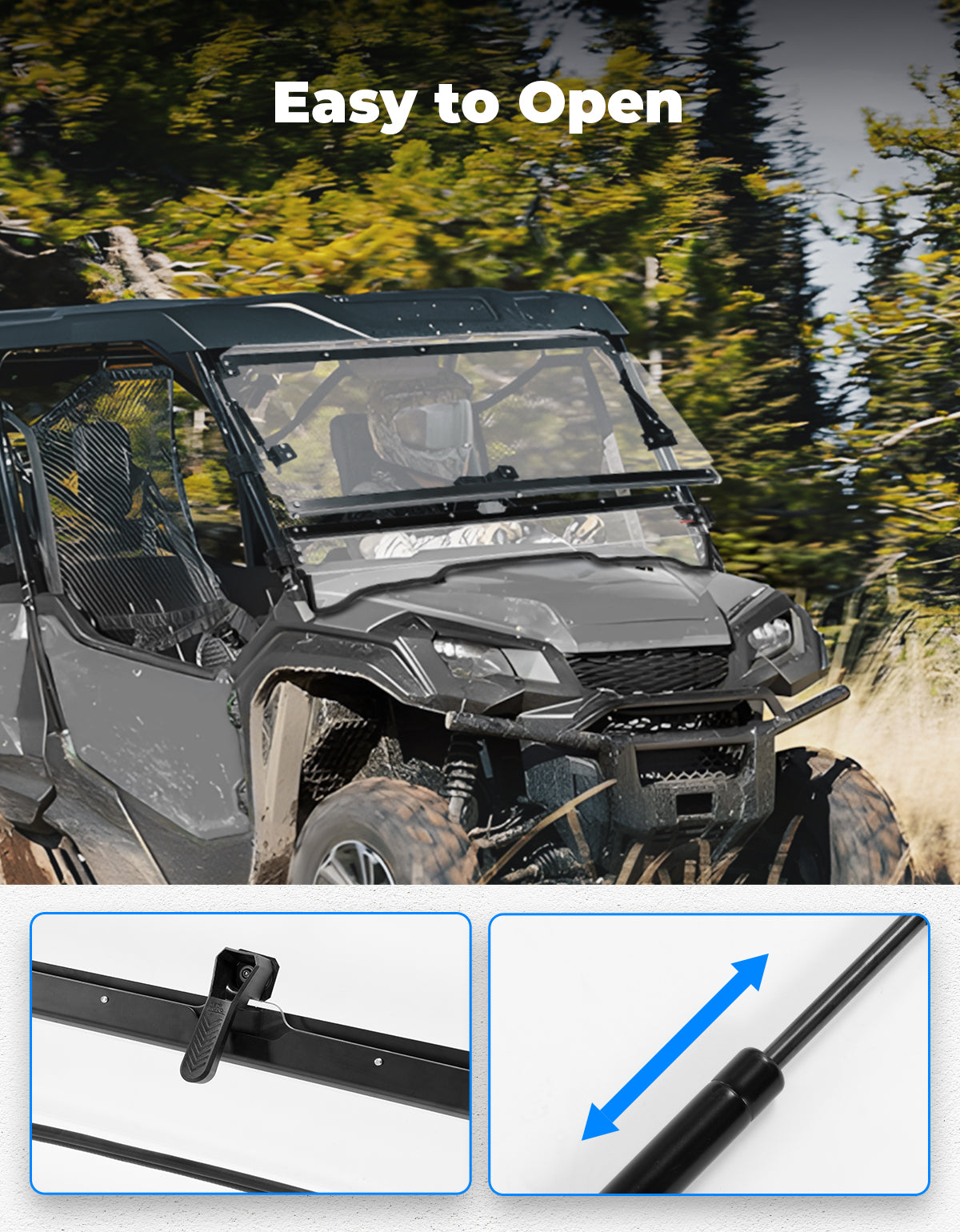 UTV2-IN-1 Flip Windshield for Pioneer 1000 /1000-5 /1000-6 – fits Honda Pioneer (view 3)