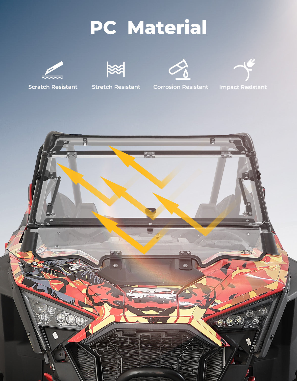 Upgraded Flip Windshield with Slide Window for 2020-2024 RZR PRO XP/4 – fits Polaris RZR (view 3)