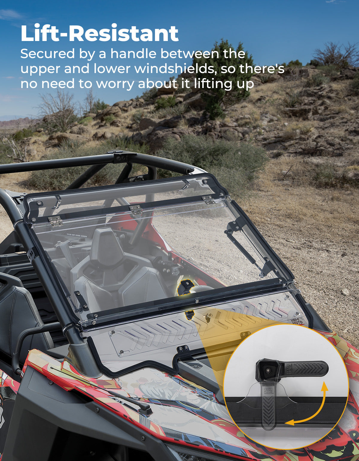 Upgraded Flip Windshield with Slide Window for 2020-2024 RZR PRO XP/4 – fits Polaris RZR (view 5)