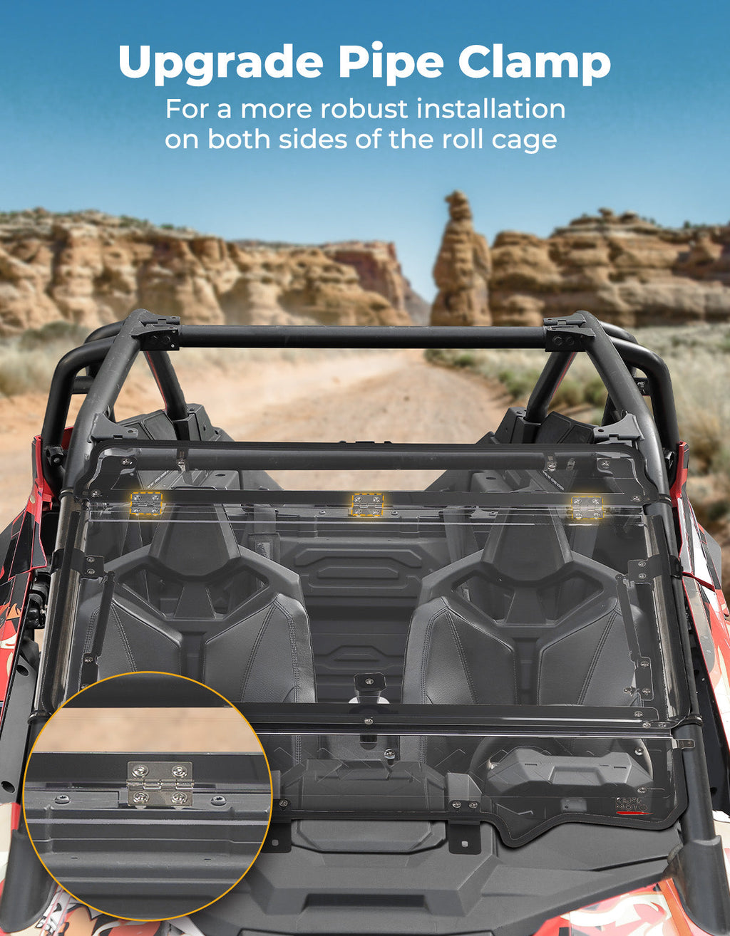 Upgraded Flip Windshield with Slide Window for 2020-2024 RZR PRO XP/4 – fits Polaris RZR (view 6)