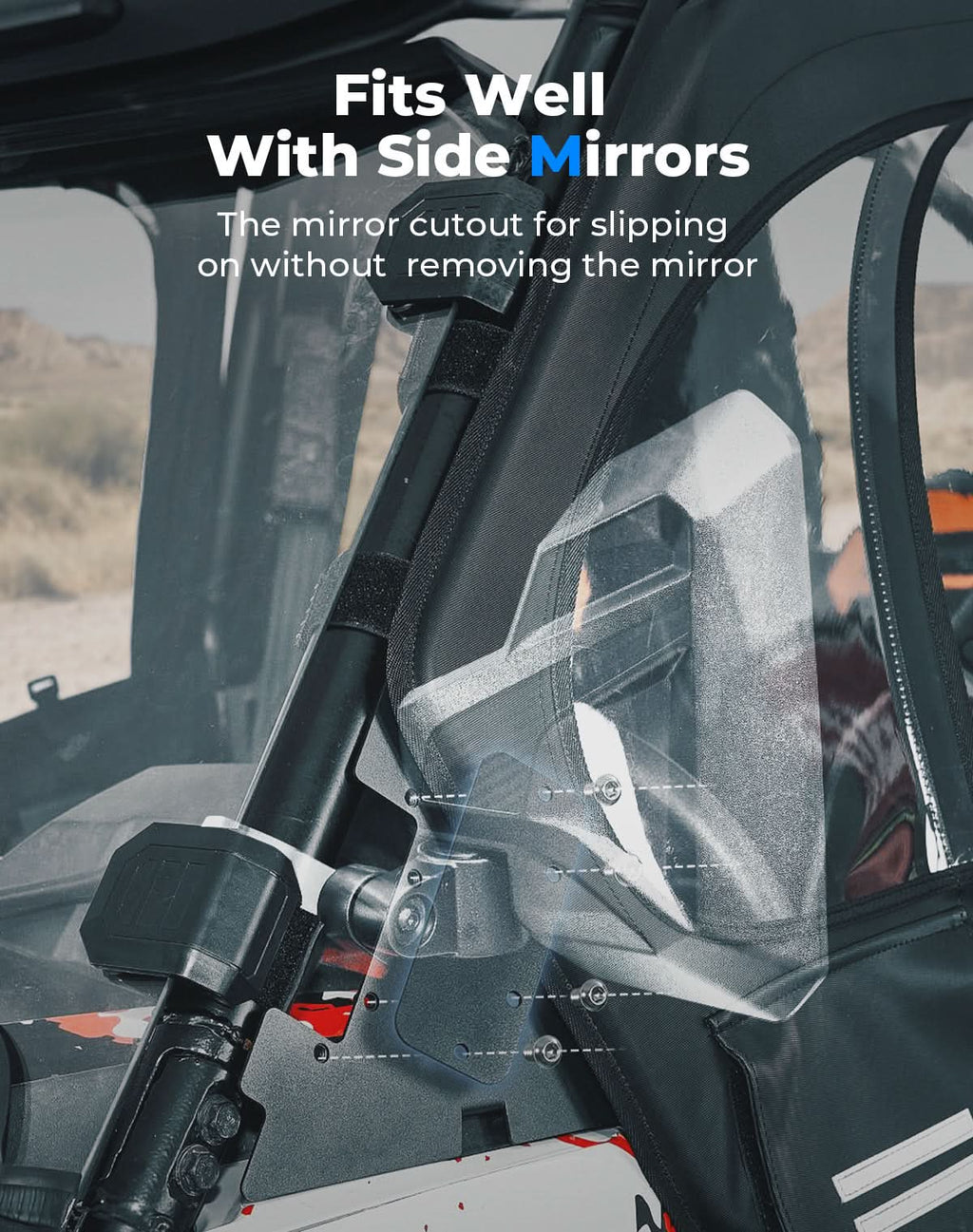 Upper Doors with Steel Frame for Polaris RZR XP 1000 / XP Turbo 2016-2023 – fits Polaris RZR XP 1000 (2014-2023) (view 3)