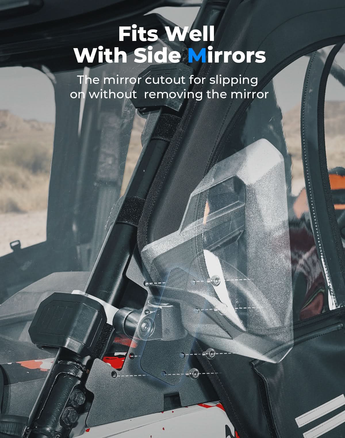 Upper Doors with Steel Frame for Polaris RZR XP 1000 / XP Turbo 2016-2023 – fits Polaris RZR XP 1000 (2014-2023) (view 3)