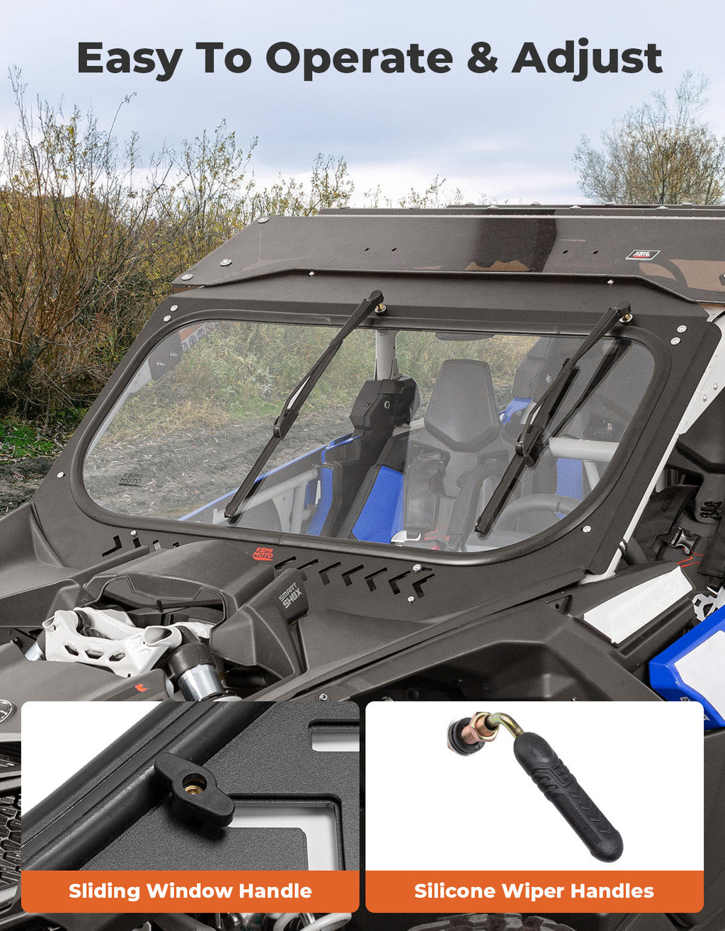 Glass Windshield with Sliding Vents for Can-Am Maverick X3 / X3 MAX – fits Can-Am Maverick X3 2-Seat (view 7)