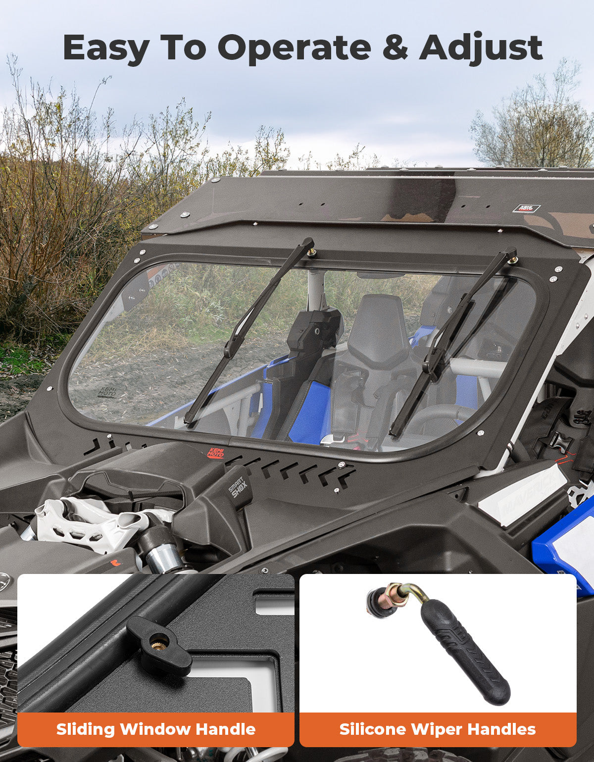 Glass Windshield with Sliding Vents for Can-Am Maverick X3 / X3 MAX – fits Can-Am Maverick X3 2-Seat (view 7)
